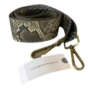 NWT Anthropologie Snake Print Crossbody Strap Moss Green Removable